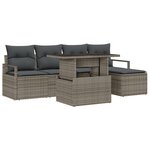 vidaXL Canapé de jardin 6 pièces avec coussins gris en poly rattan