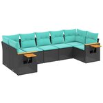 vidaXL Salon de jardin 7 Pièces avec coussins noir résine tressée