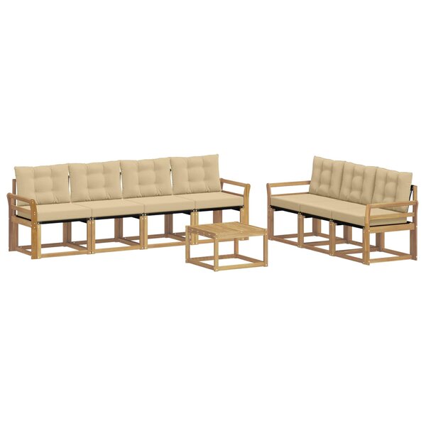 vidaXL Ensemble de canapés d'extérieur 8 Pièces Blanc et Beige