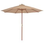 vidaXL Parasol d'extérieur avec mât en bois 300 cm taupe