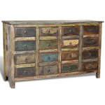 vidaXL Armoire avec 16 tiroirs en style antique Bois massif recyclé
