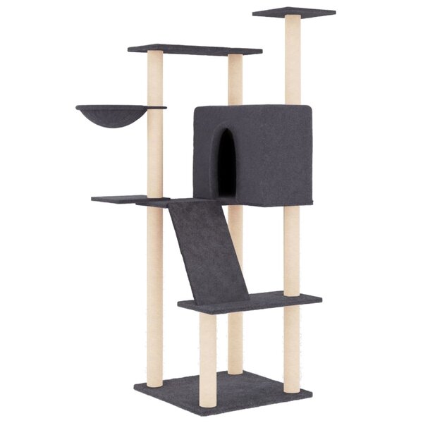 vidaXL Arbre à chat avec griffoirs en sisal gris foncé 143 cm