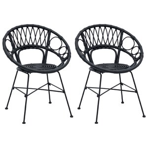 vidaXL Chaise de salle à manger 2 pc Rotin et métal Noir