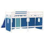 vidaXL Lit mezzanine enfants et rideaux bleu 90x200cm bois pin massif
