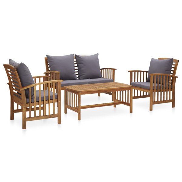 vidaXL Salon de jardin 4 Pièces avec coussins Bois d'acacia solide