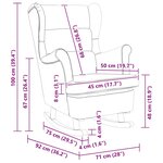 vidaXL Fauteuil à bascule à oreilles en velours gris foncé bois massif