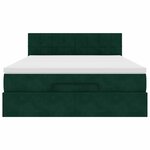 vidaXL Cadre de lit ottoman avec matelas vert foncé 140x200 cm velours