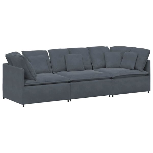 vidaXL Canapé modulaire avec coussins en velours gris foncé