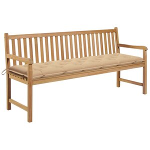 vidaXL Banc de jardin avec coussin beige 175 cm Bois de teck massif
