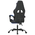 vidaXL Chaise de jeu avec repose-pied Noir et bleu Similicuir