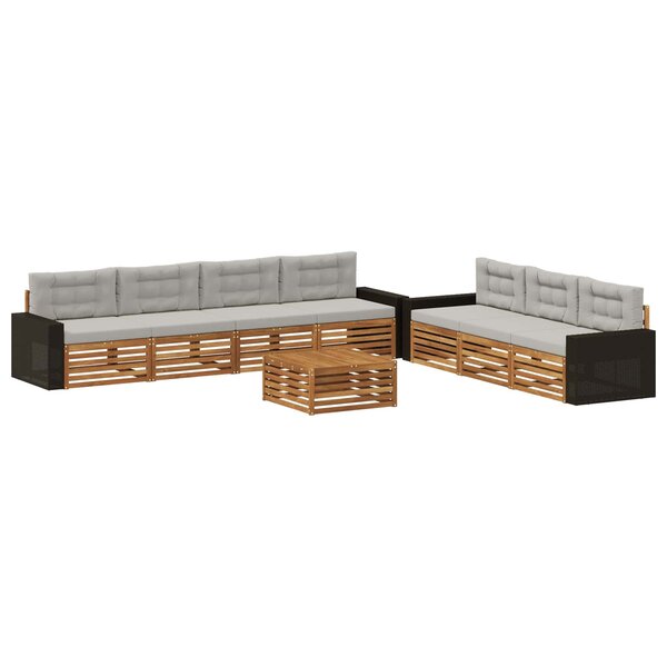 vidaXL Ensemble de canapés d'extérieur 8 pc Naturel et gris clair