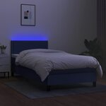 vidaXL Sommier à lattes de lit avec matelas LED Bleu 100x200 cm Tissu