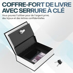 ACROPAQ Coffre Fort Discret à clé Livre- Coffre-fort a clé 26 5X20X6 5 cm simulé en livre- Sécurisez vos objets- Noir