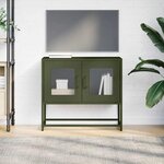 vidaXL Meuble TV vert olive 68x39x60 5 cm acier laminé à froid