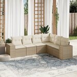 vidaXL Salon de jardin avec coussins 6 Pièces beige résine tressée