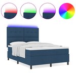 vidaXL Lit à ressorts avec matelas et LED bleu  140 x 190 cm  tissu