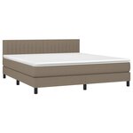 vidaXL Sommier à lattes de lit avec matelas LED Taupe 160x200 cm Tissu