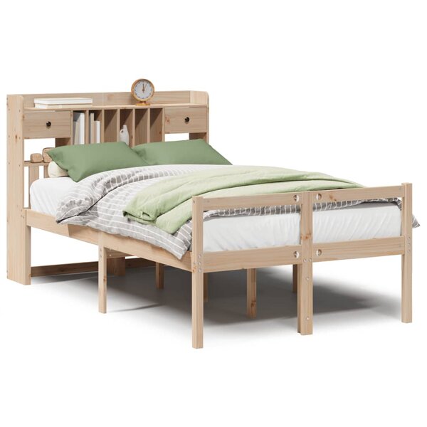 vidaXL Lit bibliothèque sans matelas 135x190 cm bois de pin massif