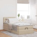 vidaXL Lit ottoman avec matelas crème 100x200 cm tissu