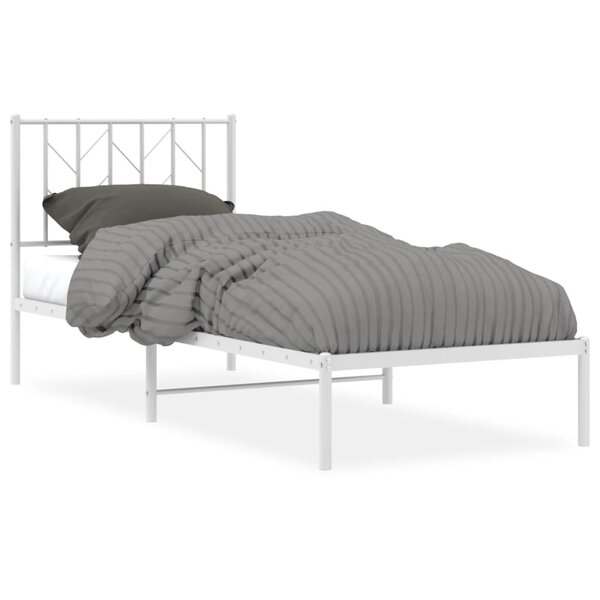 vidaXL Cadre de lit métal sans matelas avec tête de lit blanc 80x200cm