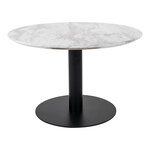 Table basse plateau aspect marbre et pied noir Ø 70 x 45 cm
