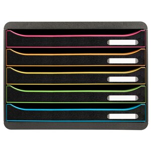 Module De Classement Big Box Plus Horizon 5 Tiroirs Black Office - Noir/arlequin - Exacompta