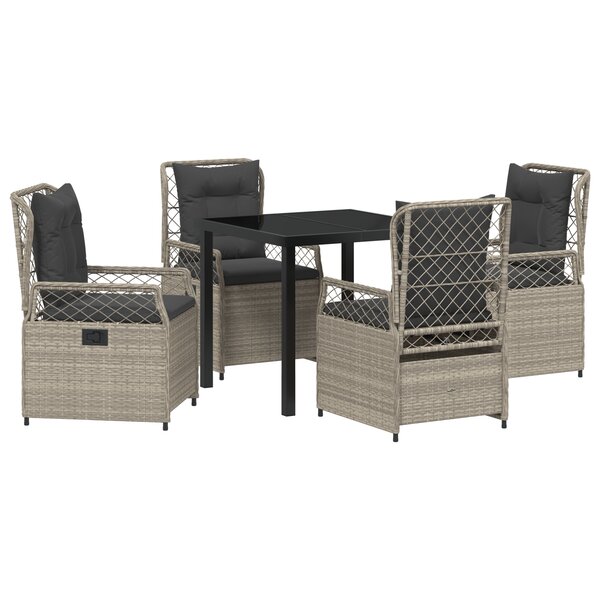 vidaXL Ensemble de Dîner de Jardin 5 Pièces Gris Clair en Poly Rattan