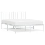 vidaXL Cadre de lit métal avec tête de lit blanc 150x200 cm