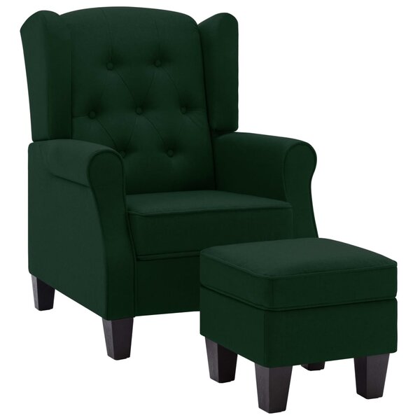 vidaXL Fauteuil avec repose-pied Vert foncé Tissu