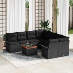 vidaXL Ensemble de canapé de jardin 9 Pièces Noir Poly rotin