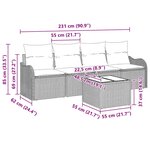 vidaXL Canapé de jardin 5 pièces avec coussins beiges en rotin synthétique