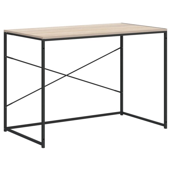 vidaXL Bureau d'ordinateur Noir et chêne 110x60x70cm Bois d'ingénierie
