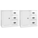 vidaXL Buffets 2 Pièces blanc brillant bois d'ingénierie