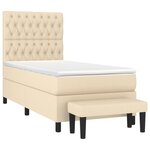 vidaXL Sommier à lattes de lit avec matelas Crème 100x200 cm Tissu
