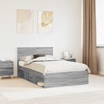 vidaXL Cadre de lit Gris Sonoma 120 x 190 cm Pin massif