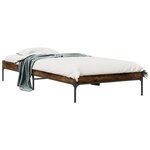 vidaXL Cadre de lit chêne fumé 90x190 cm bois d'ingénierie et métal