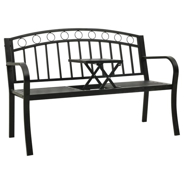 vidaXL Banc de jardin avec table Noir 120 cm Acier