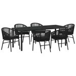 vidaXL Ensemble de salle à manger pour jardin 7 pc Noir