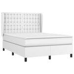 vidaXL Sommier à lattes de lit avec matelas Blanc 140x200cm Similicuir