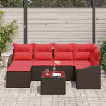 vidaXL Ensemble de Canapés avec coussin 7 Pièces Marron polyrotin