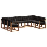 vidaXL Ensemble de canapés d'extérieur 9 Pièces Naturel et Noir