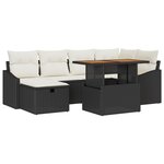 vidaXL Canapé de jardin 7 pièces avec coussins  noir  en poly rotin