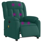 vidaXL Fauteuil de massage inclinable électrique Vert foncé Tissu