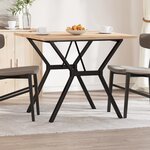 vidaXL Table à manger cadre en Y 90x90x75 5cm bois de pin massif fonte