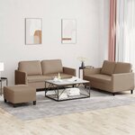 vidaXL Ensemble de canapés 3 Pièces avec coussins Cappuccino Similicuir