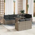 vidaXL Ensemble de canapés de jardin 9 pièces avec coussins Gris Poly Rotin