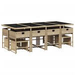 vidaXL Ensemble à manger de jardin et coussins 13 Pièces beige