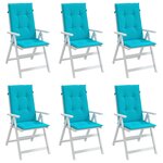 vidaXL Coussins de chaise à dossier haut lot de 6 turquoise tissu