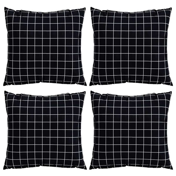 vidaXL Coussins Éparpillés À carreaux 4 Pièces Carreaux Noirs 60 x 60 cm