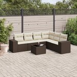vidaXL Salon de jardin avec coussins 7 Pièces marron résine tressée